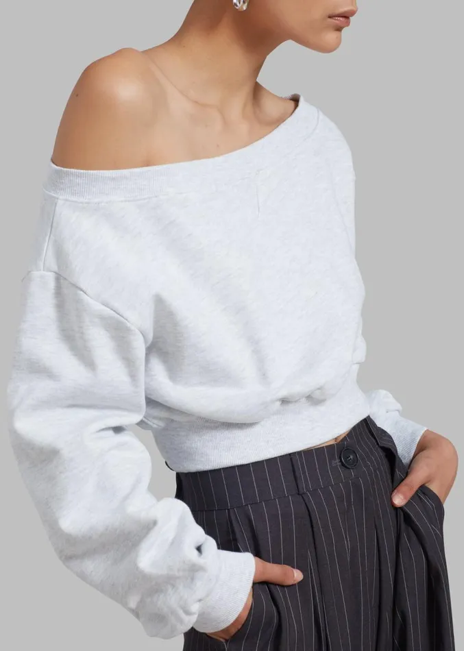 The Frankie Shop Gine Cropped Sweatshirt 8211 Grey Melange Women Clothing