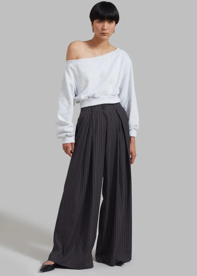 The Frankie Shop Gine Cropped Sweatshirt 8211 Grey Melange Women Clothing
