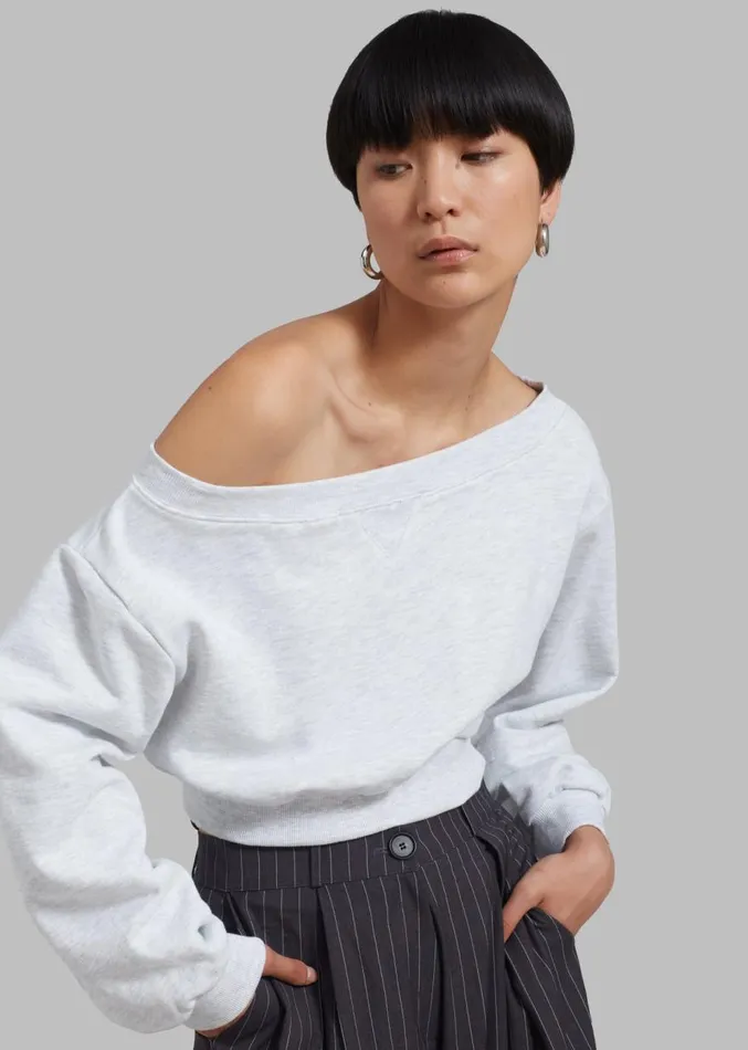The Frankie Shop Gine Cropped Sweatshirt 8211 Grey Melange Women Clothing