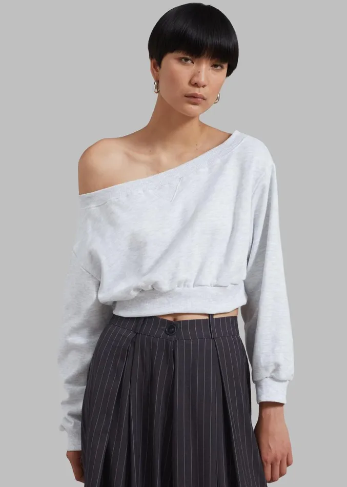 The Frankie Shop Gine Cropped Sweatshirt 8211 Grey Melange Women Clothing