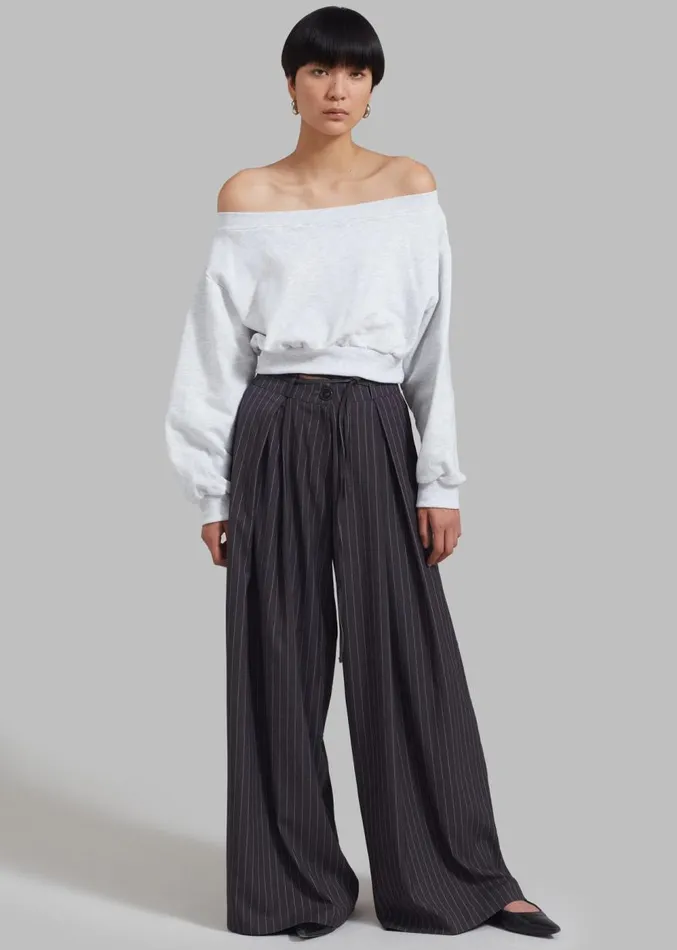 The Frankie Shop Gine Cropped Sweatshirt 8211 Grey Melange Women Clothing