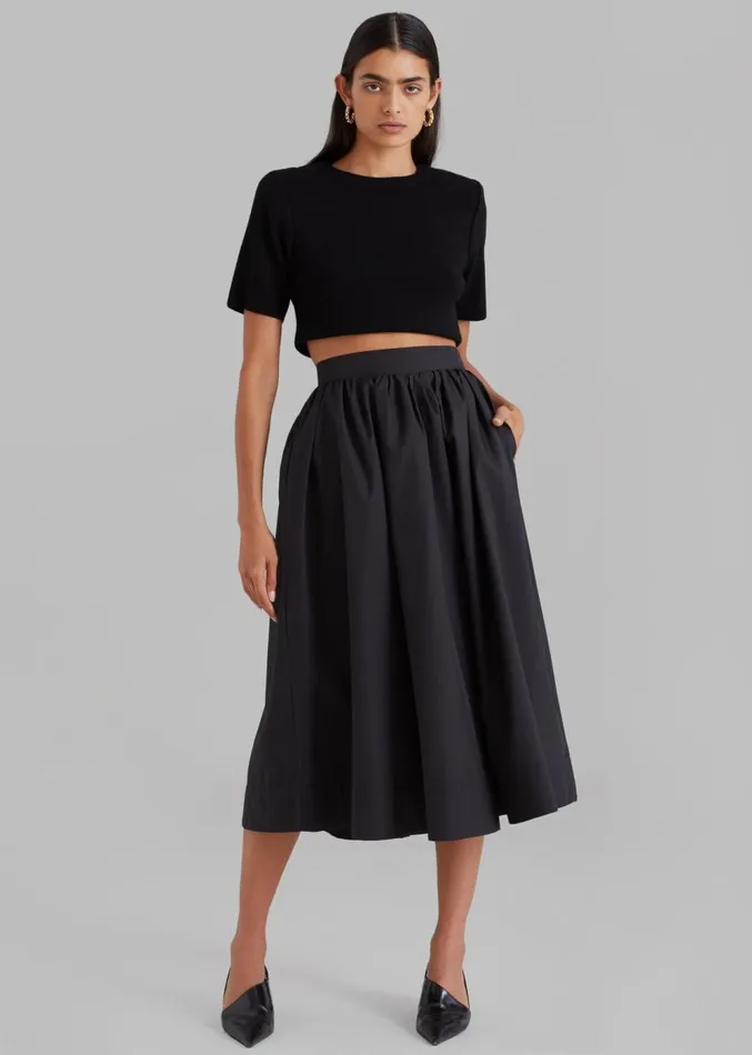The Frankie Shop Grace Pleated Midi Skirt 8211 Black Women Clothing