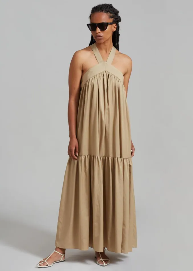 The Frankie Shop Gracie Halter Maxi Dress 8211 Beige Women Clothing