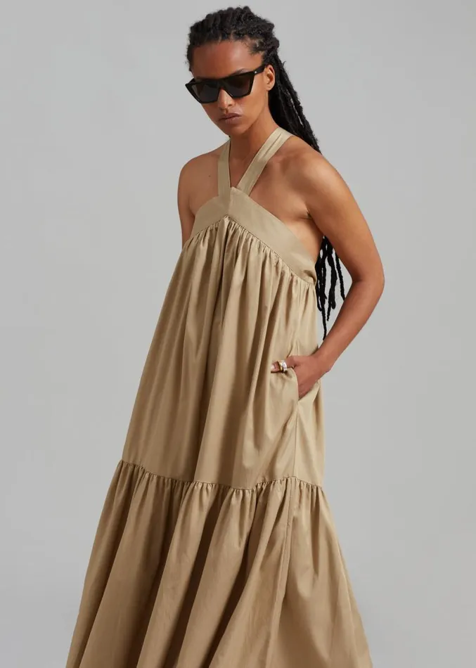 The Frankie Shop Gracie Halter Maxi Dress 8211 Beige Women Clothing