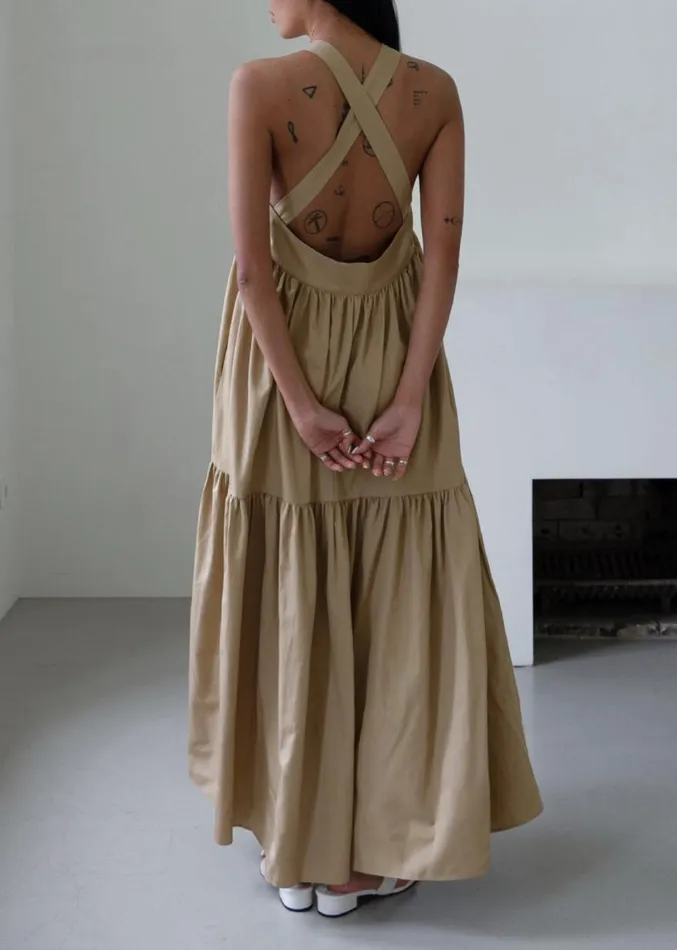 The Frankie Shop Gracie Halter Maxi Dress 8211 Beige Women Clothing