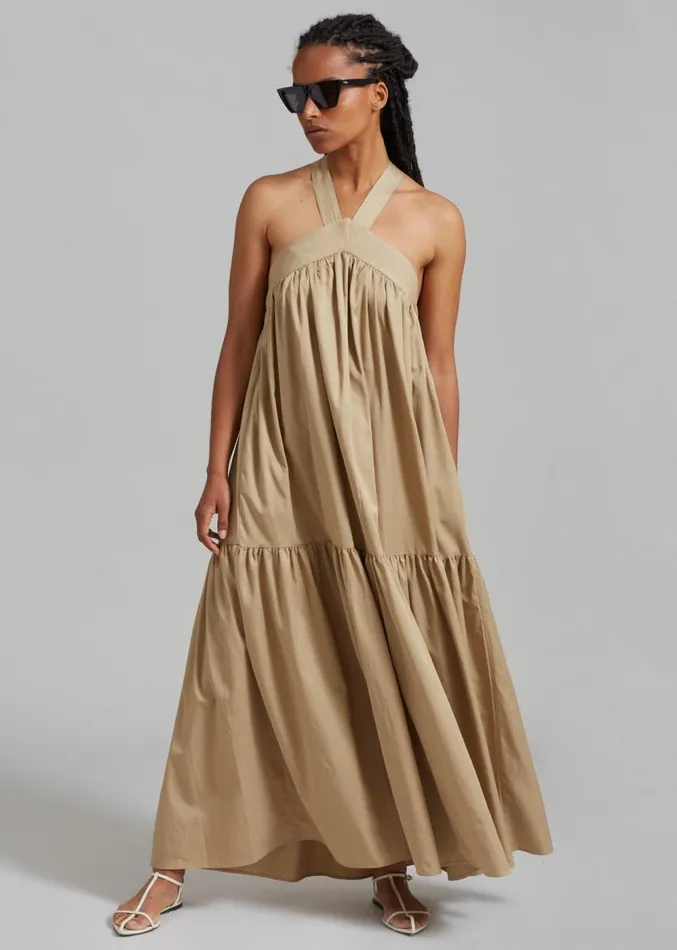 The Frankie Shop Gracie Halter Maxi Dress 8211 Beige Women Clothing
