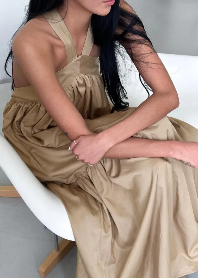 The Frankie Shop Gracie Halter Maxi Dress 8211 Beige Women Clothing