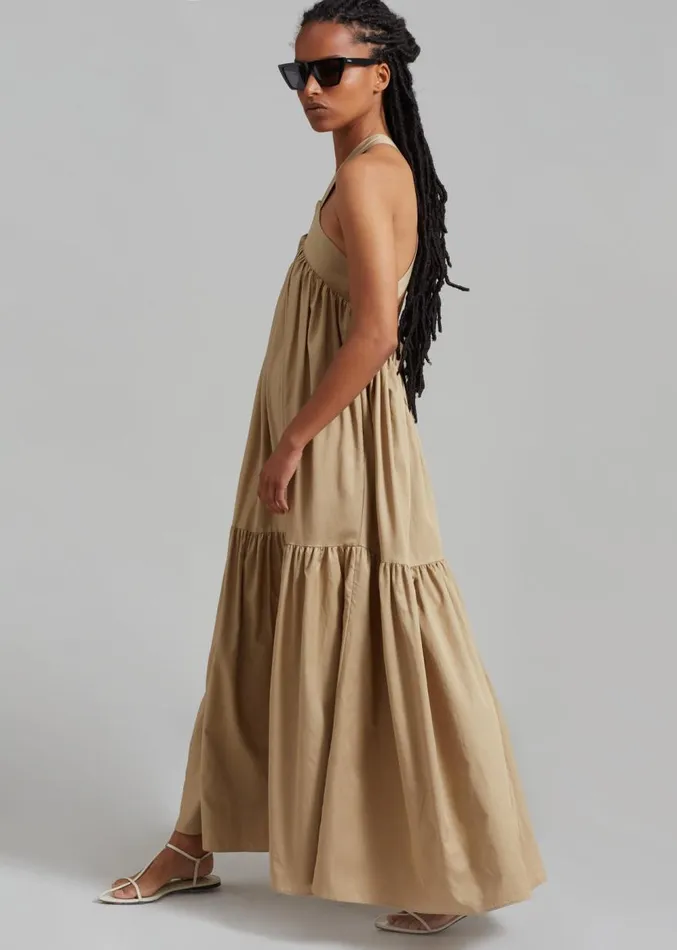The Frankie Shop Gracie Halter Maxi Dress 8211 Beige Women Clothing