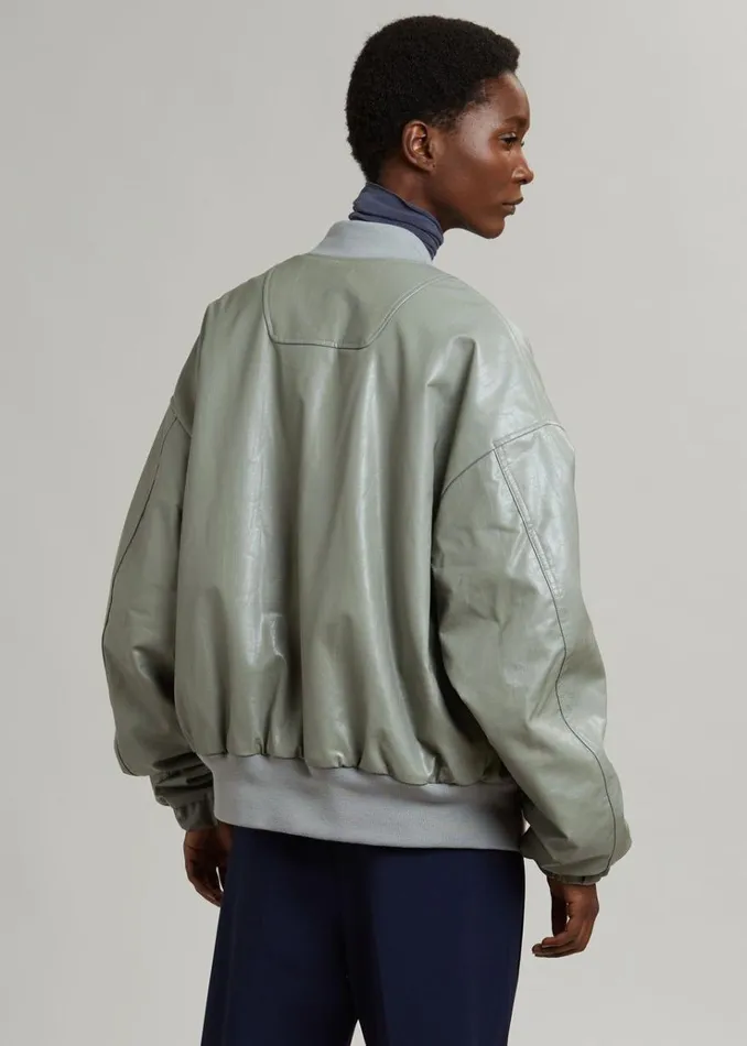 The Frankie Shop Hane Faux Leather Bomber 8211 Eucalyptus MenWomen Outerwear
