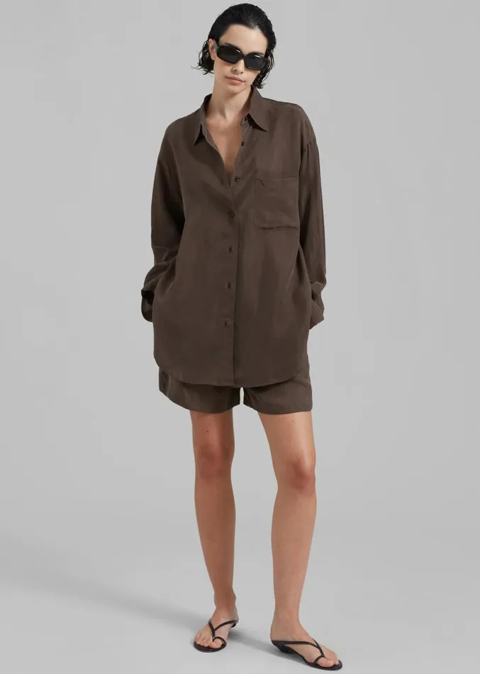 The Frankie Shop Haneul Shorts 8211 Brown Women Clothing