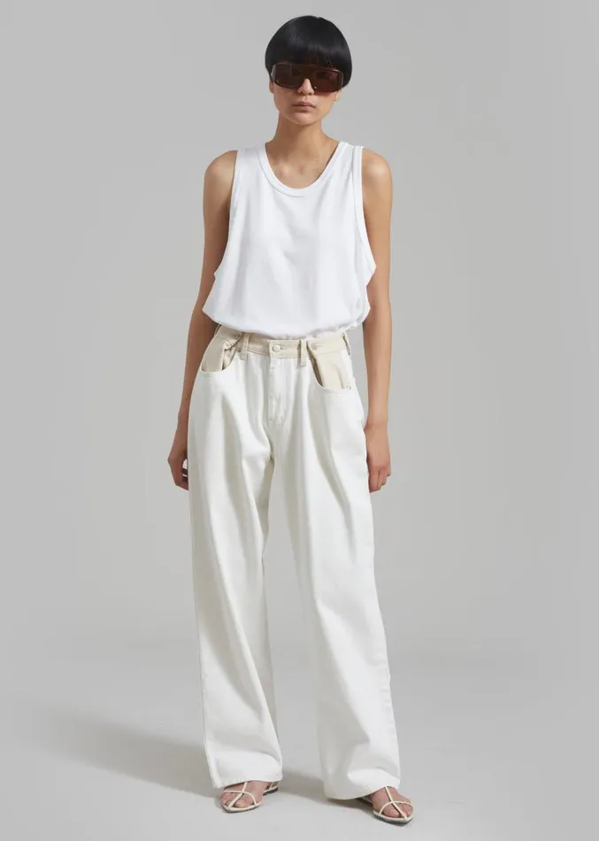 The Frankie Shop Hayla Contrast Denim Pants 8211 Off WhiteBeige Women Clothing The Frankie Shop Hayla Contrast Denim Pants 8211 Off WhiteBeige Women Clothing