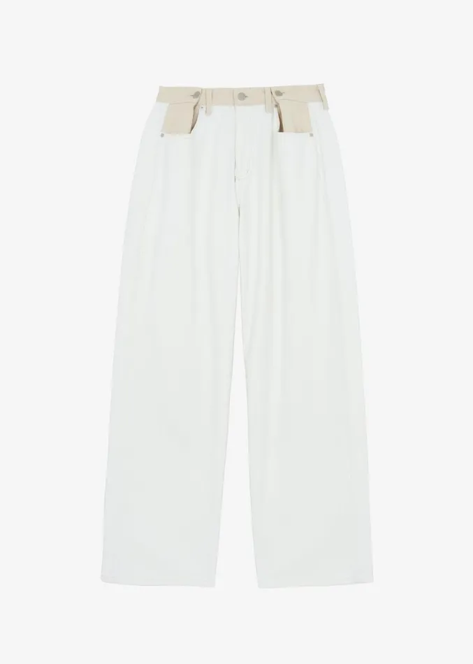 The Frankie Shop Hayla Contrast Denim Pants 8211 Off WhiteBeige Women Clothing