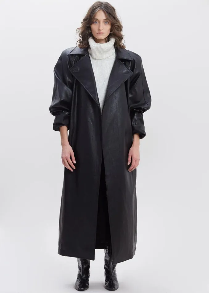 The Frankie Shop Henna Oversized Faux Leather Trench 8211 Black Women Outerwear