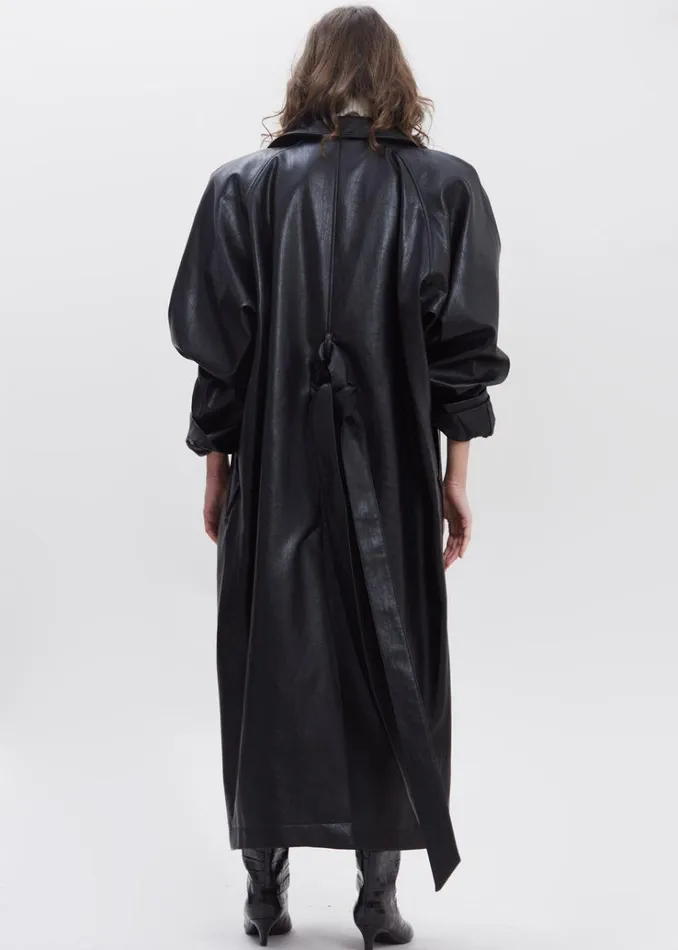 The Frankie Shop Henna Oversized Faux Leather Trench 8211 Black Women Outerwear