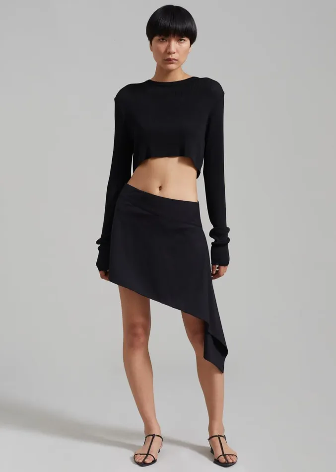 The Frankie Shop Iris Asymmetrical Mini Skirt 8211 Black Women Clothing