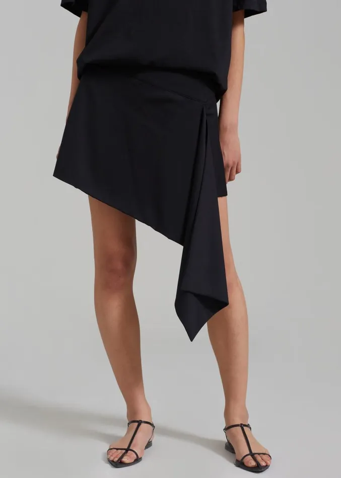 The Frankie Shop Iris Asymmetrical Mini Skirt 8211 Black Women Clothing