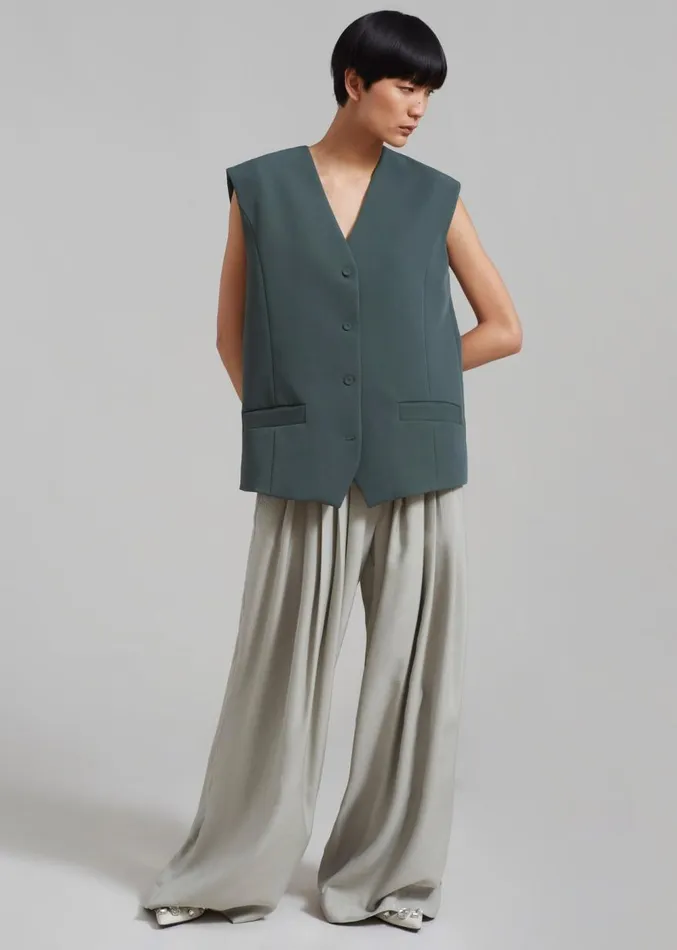 The Frankie Shop Isla Oversized Vest 8211 Bottle Green Women Outerwear