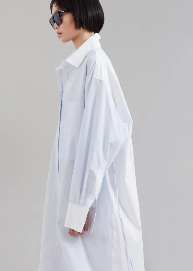 The Frankie Shop Ivy Contrast Cuff Shirt Dress 8211 Light Blue Stripe Women Dresses