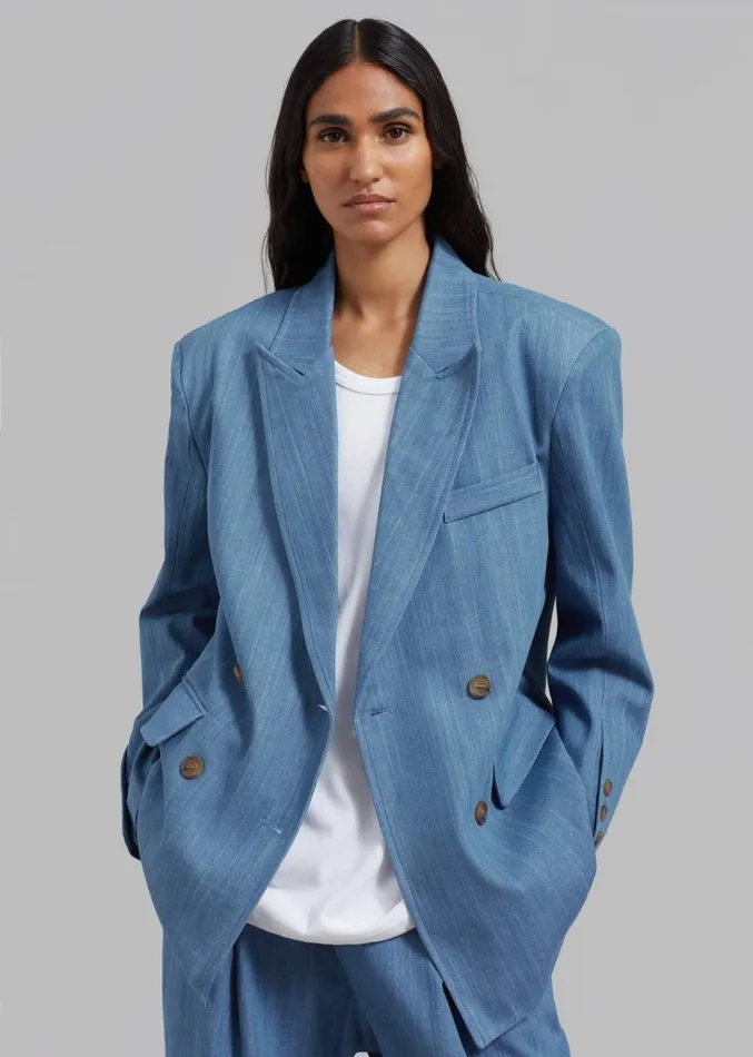 The Frankie Shop Jan Denim Blazer 8211 Blue Women Outerwear