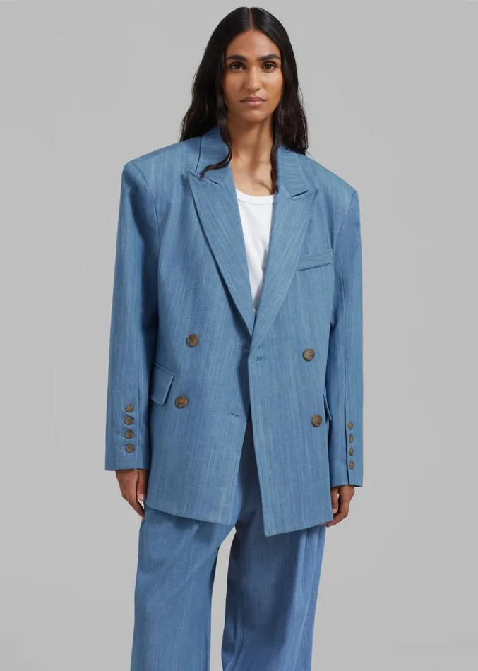 The Frankie Shop Jan Denim Blazer 8211 Blue Women Outerwear