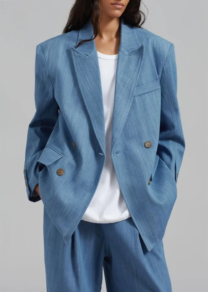 The Frankie Shop Jan Denim Blazer 8211 Blue Women Outerwear