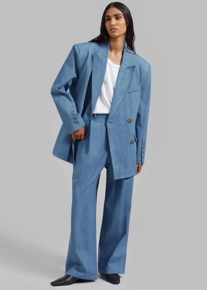The Frankie Shop Jan Denim Blazer 8211 Blue Women Outerwear