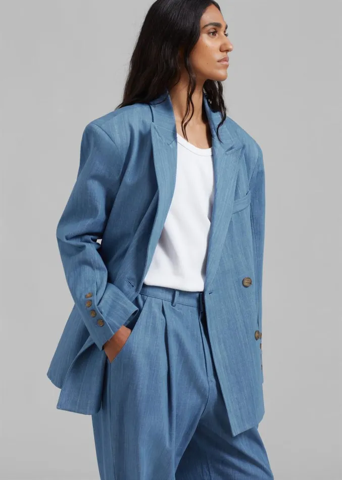 The Frankie Shop Jan Denim Blazer 8211 Blue Women Outerwear