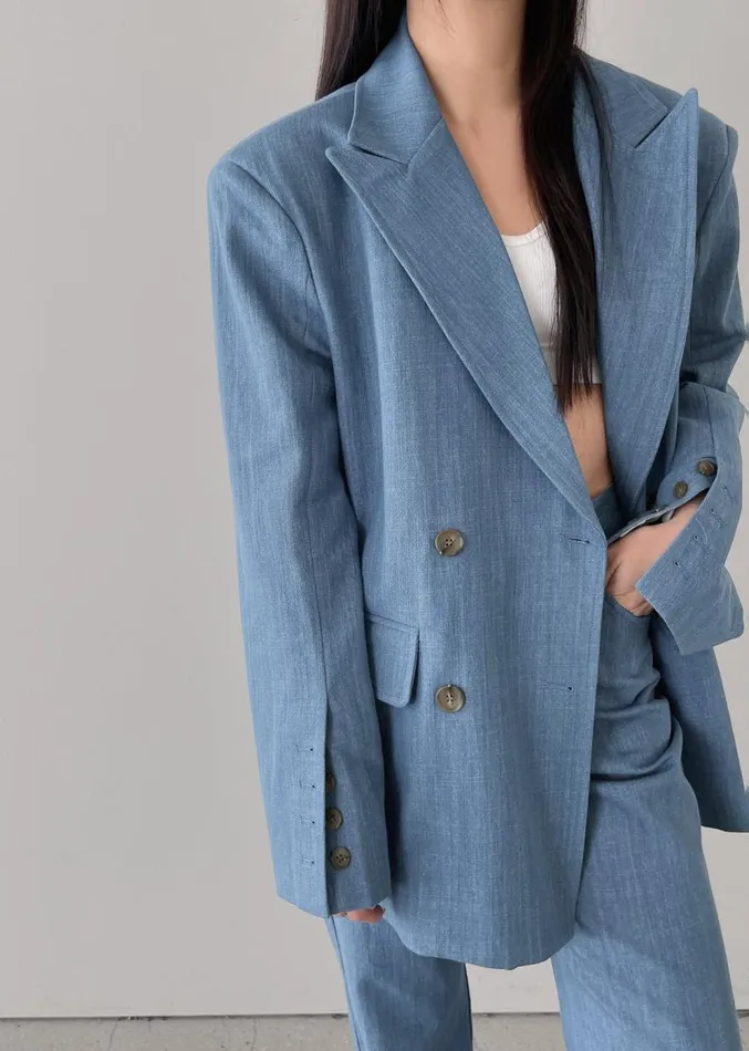 The Frankie Shop Jan Denim Blazer 8211 Blue Women Outerwear