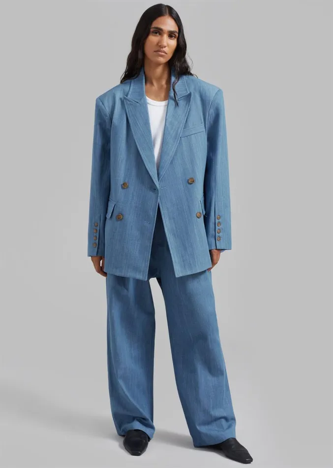 The Frankie Shop Jan Denim Blazer 8211 Blue Women Outerwear
