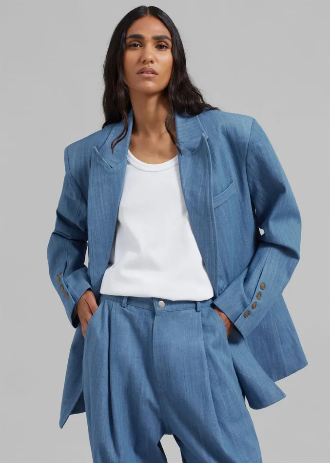 The Frankie Shop Jan Denim Blazer 8211 Blue Women Outerwear