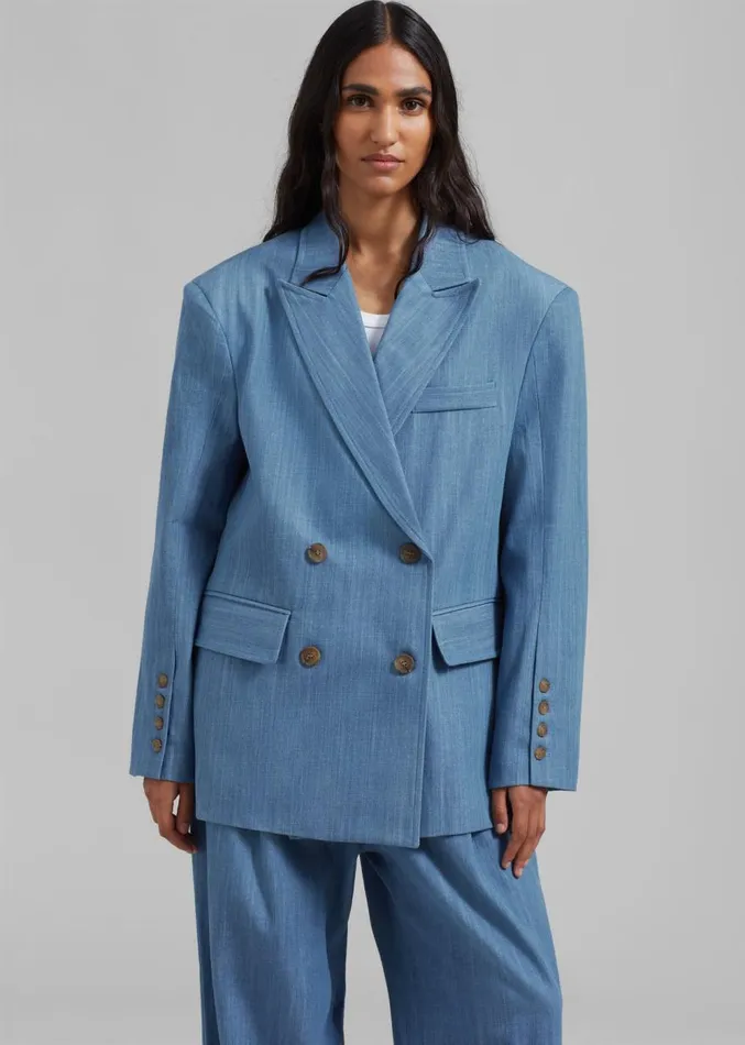 The Frankie Shop Jan Denim Blazer 8211 Blue Women Outerwear