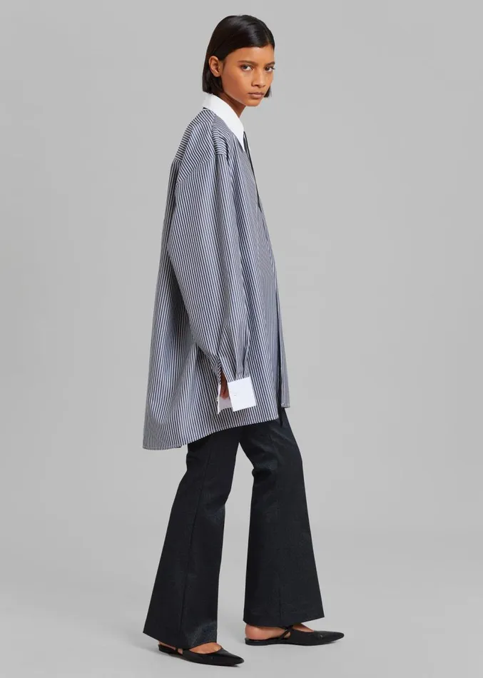 The Frankie Shop Jany TieNeck Shirt 8211 Black Stripe Women Clothing