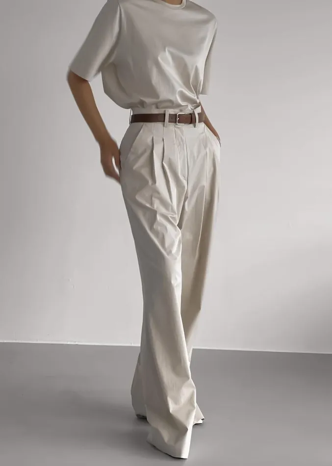 The Frankie Shop Jayden Wide Pants 8211 Taupe Women Clothing