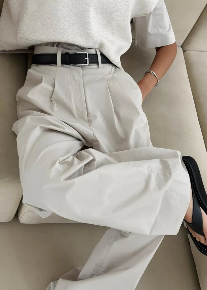 The Frankie Shop Jayden Wide Pants 8211 Taupe Women Clothing