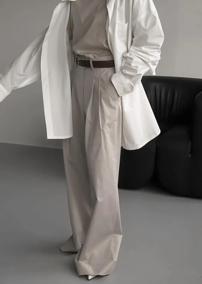 The Frankie Shop Jayden Wide Pants 8211 Taupe Women Clothing