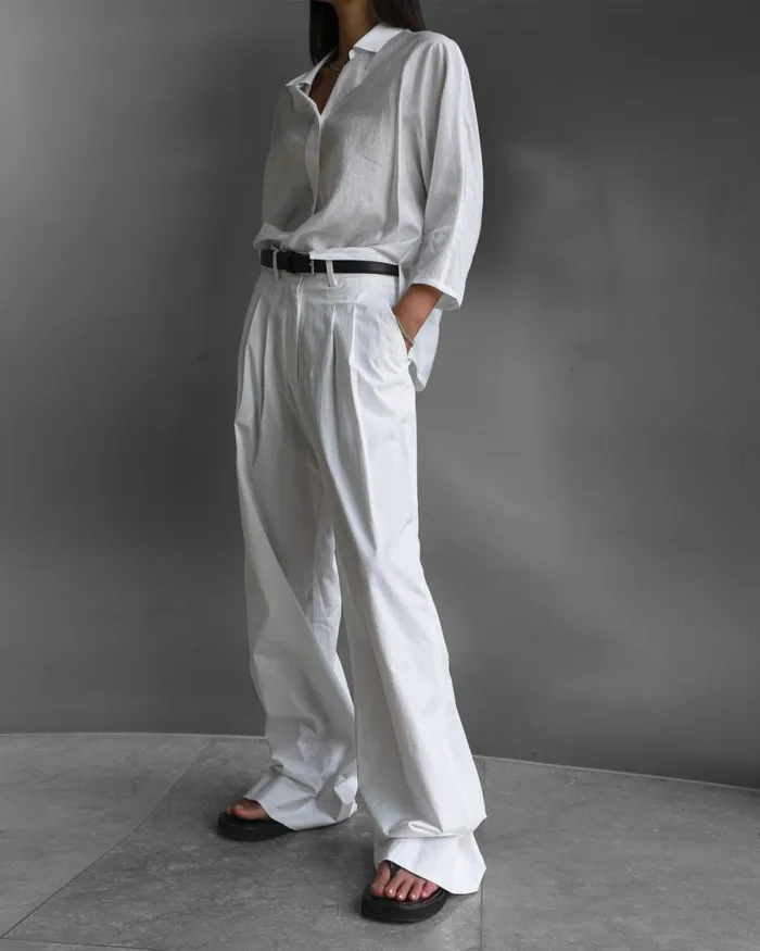 The Frankie Shop Jayden Wide Pants 8211 White Women Clothing