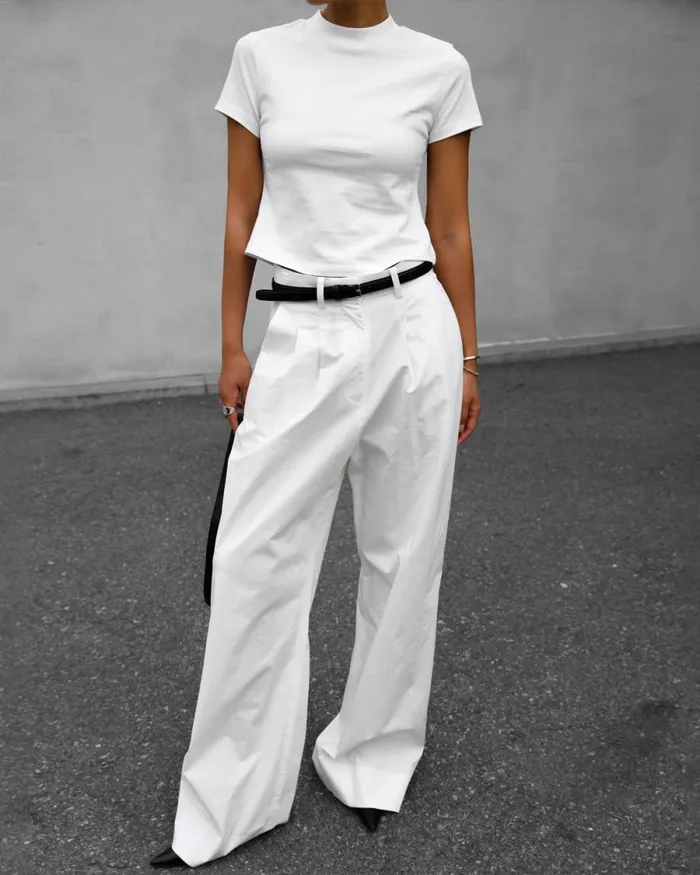 The Frankie Shop Jayden Wide Pants 8211 White Women Clothing
