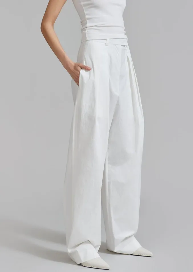 The Frankie Shop Jayden Wide Pants 8211 White Women Clothing