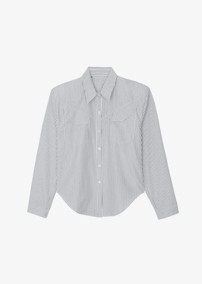 The Frankie Shop Jeanne Padded Shirt 8211 Black Stripe Women Tops