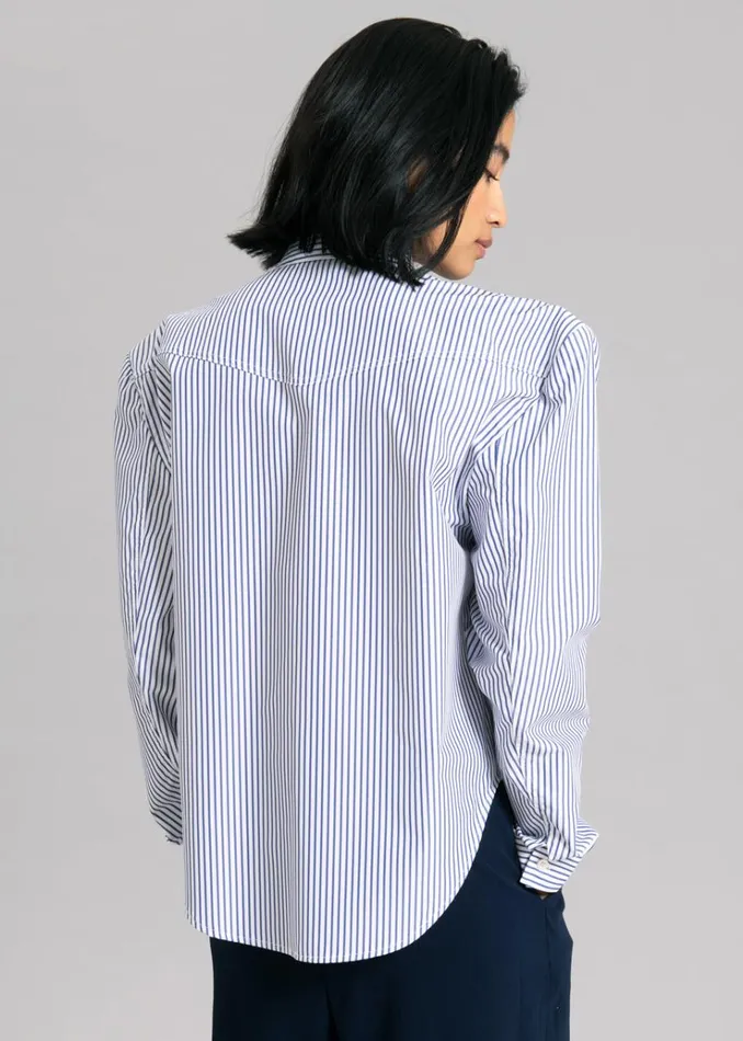 The Frankie Shop Jeanne Padded Shirt 8211 Navy Stripe Women Tops