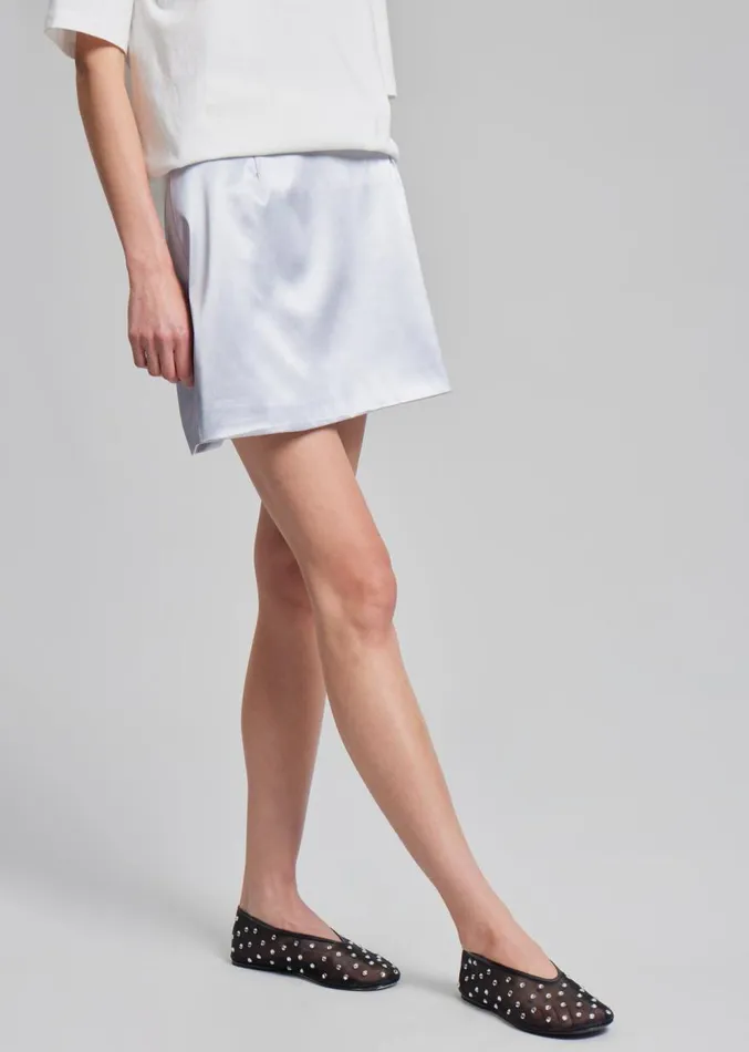 The Frankie Shop Jinan Silky Mini Skirt 8211 Silver Women Bottoms