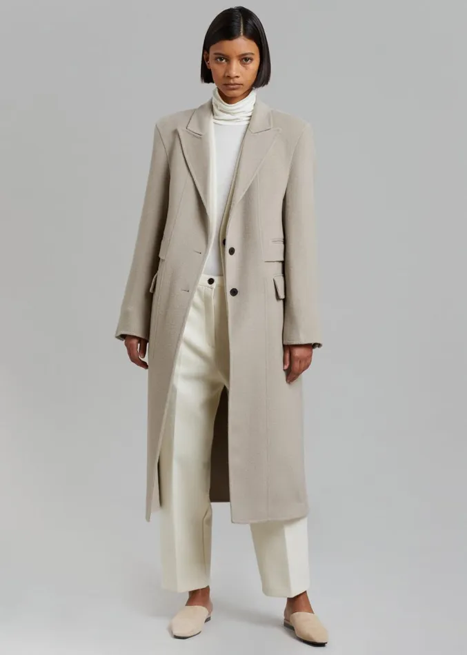 The Frankie Shop Jodie Double Pocket Coat 8211 Beige Women Outerwear