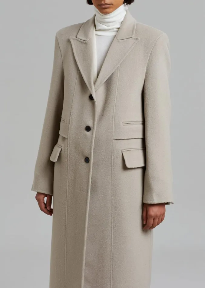 The Frankie Shop Jodie Double Pocket Coat 8211 Beige Women Outerwear