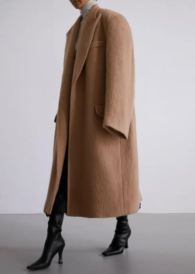 The Frankie Shop John Oversized Coat 8211 Camel WomenMen Outerwear