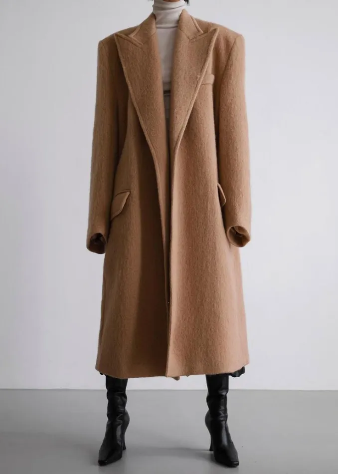 The Frankie Shop John Oversized Coat 8211 Camel WomenMen Outerwear