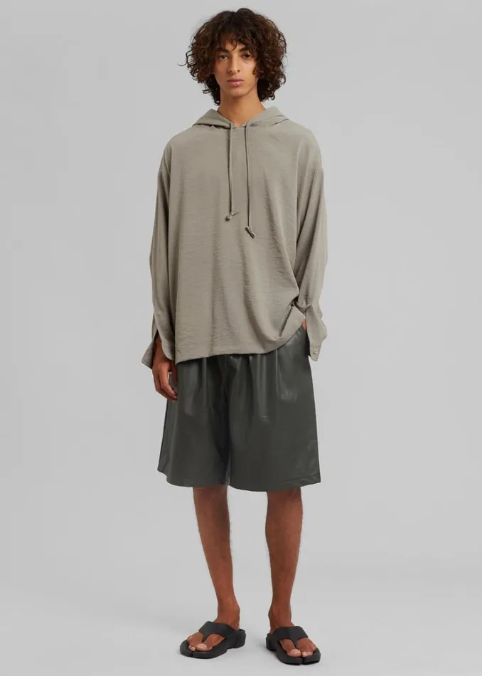 The Frankie Shop Jonas Faux Leather Shorts 8211 Olive Men Clothing