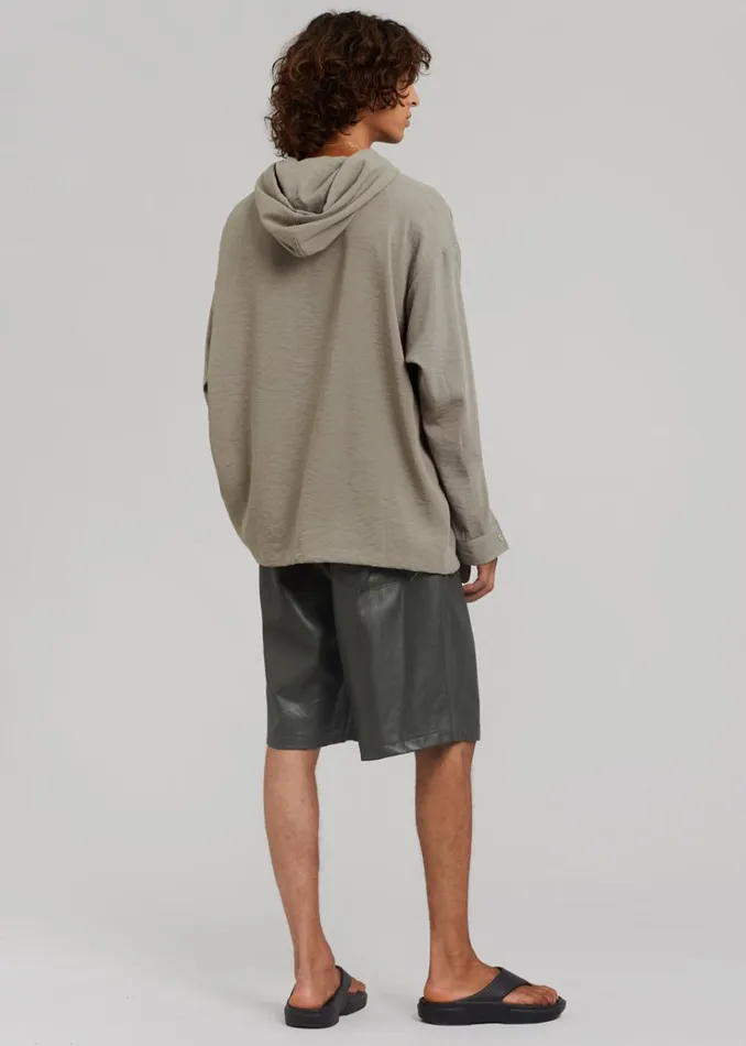The Frankie Shop Jonas Faux Leather Shorts 8211 Olive Men Clothing