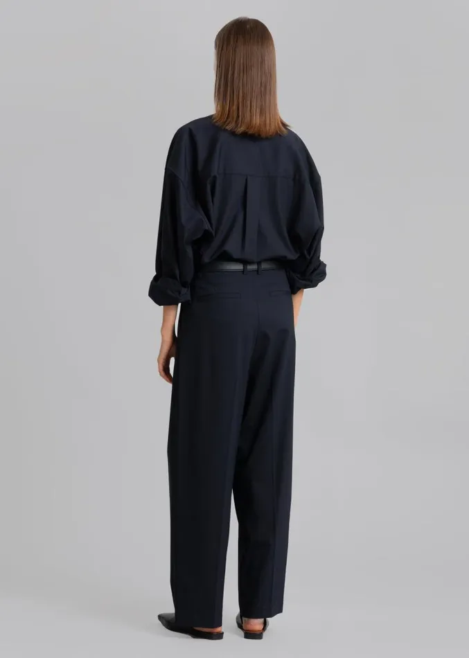 The Frankie Shop Jour Pleated Pants 8211 Deep Navy Women Clothing