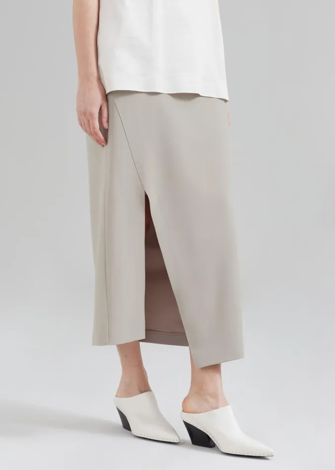 The Frankie Shop Joy Side Slit Midi Skirt 8211 Beige Women Clothing