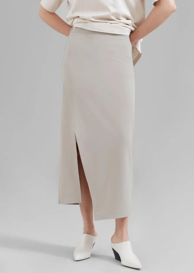 The Frankie Shop Joy Side Slit Midi Skirt 8211 Beige Women Clothing